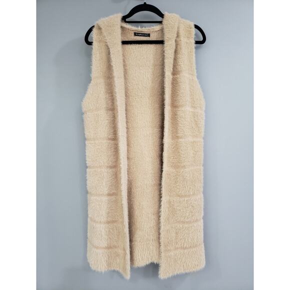 Do Everything‎ In Love Open Front Cardigan Duster Vest Long Faux Fur HOODED - Picture 8 of 8